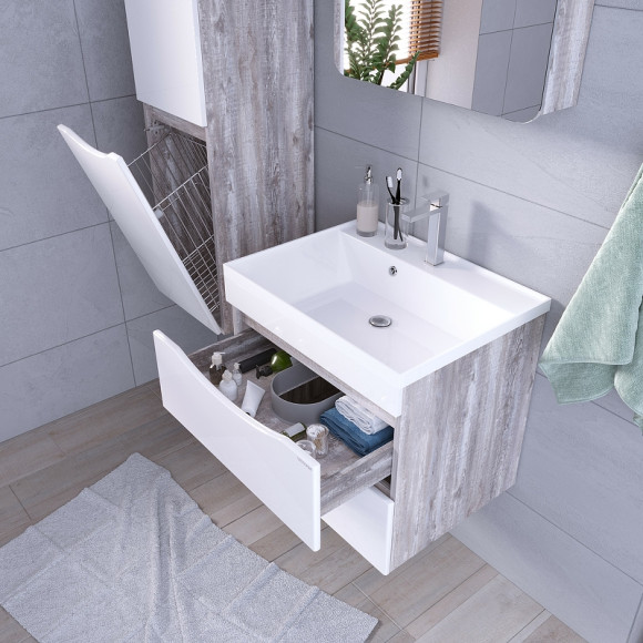 Тумба под раковину Grossman Талис 60 106010 подвесная Бетон пайн Белый глянец Тумба под раковину Grossman Талис 60 106010 подвесная Бетон пайн Белый глянец