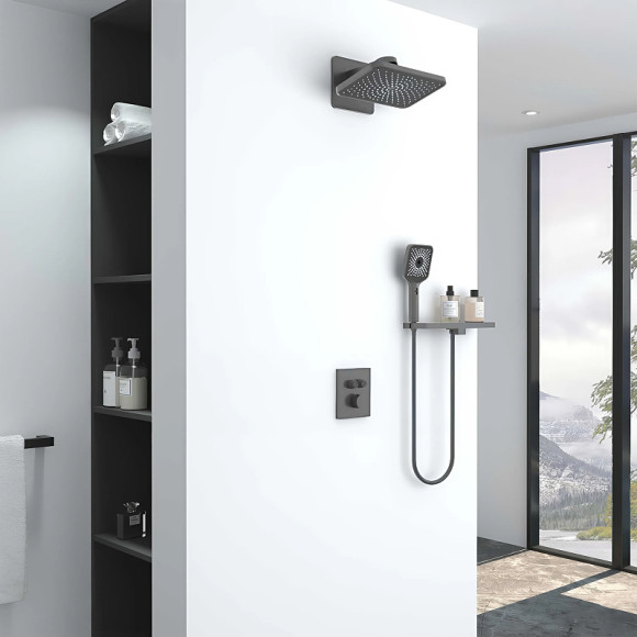Душевая система Vincea Inspire VSFW-3I21MT4RGM с термостатом Вороненая сталь