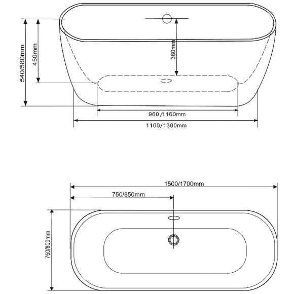 Акриловая ванна Grossman Classic 150x75 GR-2401 без гидромассажа Акриловая ванна Grossman Classic 150x75 GR-2401 без гидромассажа