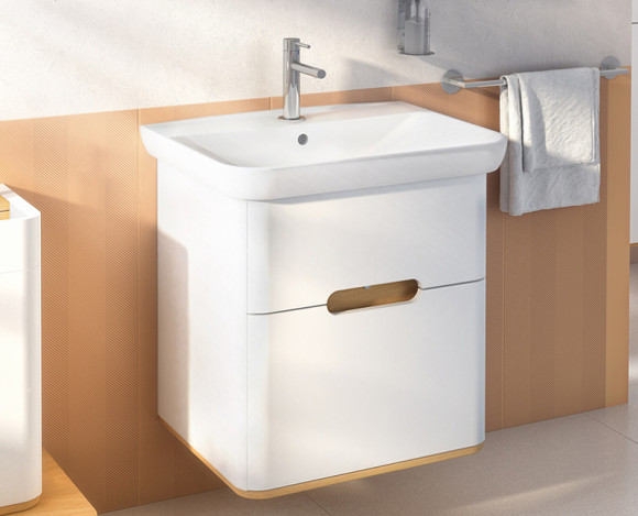 Тумба с раковиной Vitra Sento 65 60822 подвесная Белая матовая Тумба с раковиной Vitra Sento 65 60822 подвесная Белая матовая