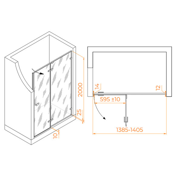 Душевая дверь RGW Stilvoll SV-004 140 353200414-11 профиль Хром стекло прозрачное