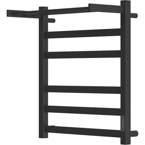 Электрический полотенцесушитель Point Меркурий PN83856PB П5 500x600 с полкой, диммер справа Черный Электрический полотенцесушитель Point Меркурий PN83856PB П5 500x600 с полкой, диммер справа Черный