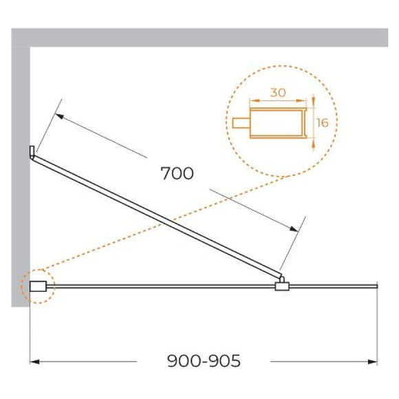 Шторка на ванну Cezares Liberta 90 LIBERTA-V-1-TB-90/155-C-NERO профиль Черный матовый стекло прозрачное