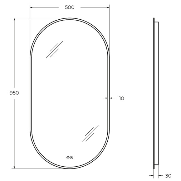 Зеркало Cezares Ellisse 50 CZR-SPC-ELS-500-950-RGB-TCH с подсветкой с сенсорным выключателем и функцией памяти