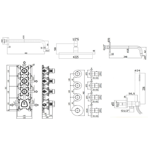 Душевая система Paffoni Modular Box KITMB019CR046 с термостатом Хром Душевая система Paffoni Modular Box KITMB019CR046 с термостатом Хром