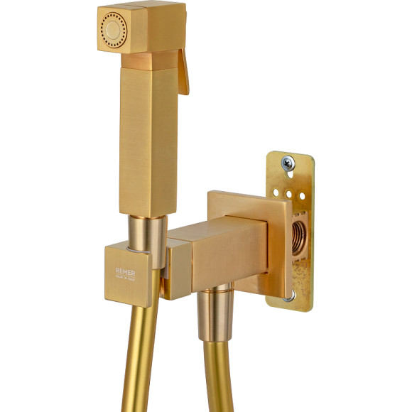 Гигиенический душ со смесителем Remer Qubica Q64BG Золото брашированное