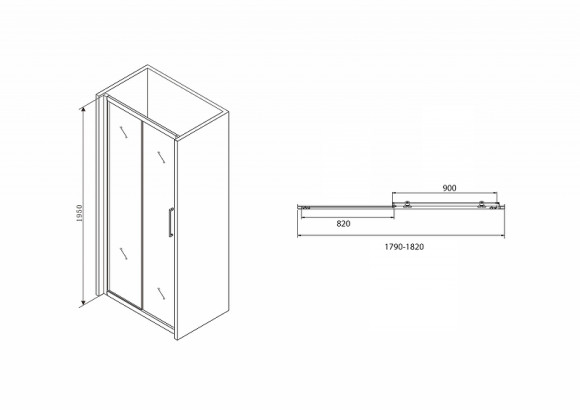 Душевая дверь Abber Schwarzer Diamant 180 AG30180BH профиль Черный стекло прозрачное Душевая дверь Abber Schwarzer Diamant 180 AG30180BH профиль Черный стекло прозрачное