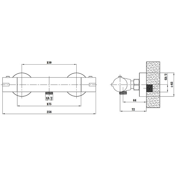 Смеситель для душа ESKO Mikros T3080 Black с термостатом Черный матовый Смеситель для душа ESKO Mikros T3080 Black с термостатом Черный матовый