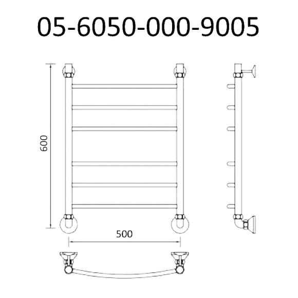 Водяной полотенцесушитель Маргроид Вид 5 600x500 05-6050-000-9005 Черный матовый Водяной полотенцесушитель Маргроид Вид 5 600x500 05-6050-000-9005 Черный матовый