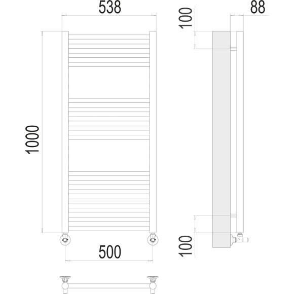 Водяной полотенцесушитель Terminus Альба П16 500х1000 4670078530455 Хром, нижнее подключение, G 1/2" ВР, с комплектом вентилей Водяной полотенцесушитель Terminus Альба П16 500х1000 4670078530455 Хром, нижнее подключение, G 1/2" ВР, с комплектом вентилей