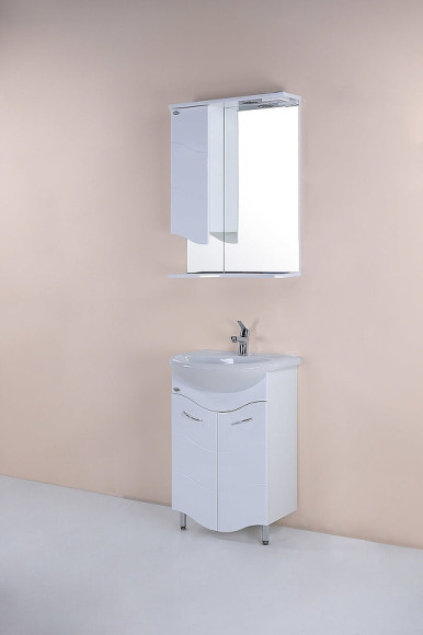 Зеркало со шкафом Onika Лайн 48.01 204802 с подсветкой Белое Зеркало со шкафом Onika Лайн 48.01 204802 с подсветкой Белое