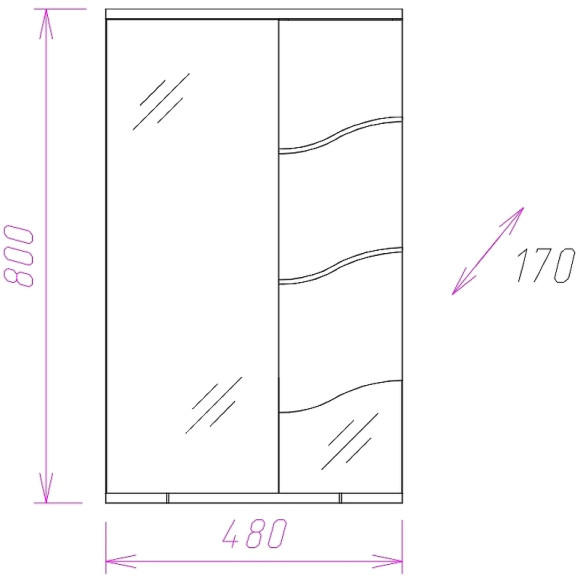Зеркало со шкафом Onika Лайн 48.01 204802 с подсветкой Белое Зеркало со шкафом Onika Лайн 48.01 204802 с подсветкой Белое