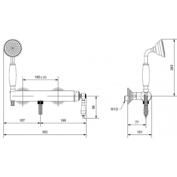 Смеситель для душа Cezares Aphrodite APHRODITE-DM-02-Bi Бронза