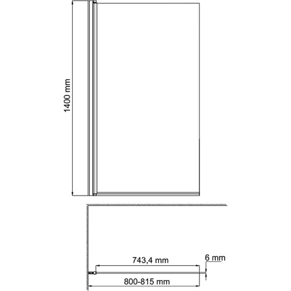 Шторка на ванну WasserKRAFT Berkel 80 L 48P01-80 LM профиль Хром стекло матовое
