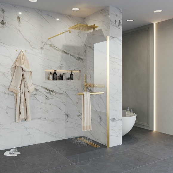 Душевая перегородка Niagara Nova 90 NG-641-90GOLD профиль Холодное золото стекло прозрачное Душевая перегородка Niagara Nova 90 NG-641-90GOLD профиль Холодное золото стекло прозрачное