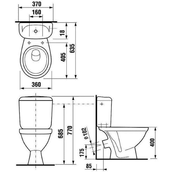Унитаз компакт Jika Lyra 2423.4 с бачком без сиденья