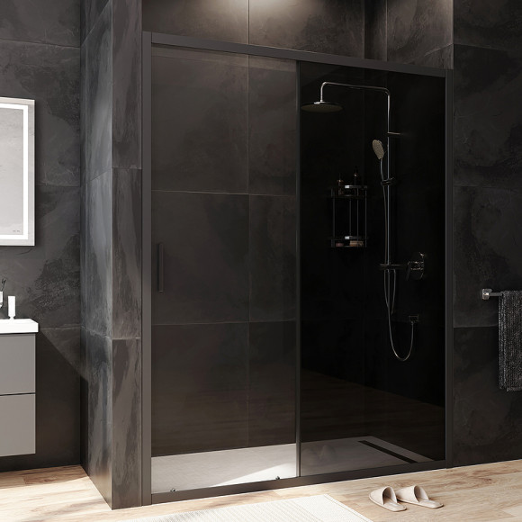 Душевая дверь AM.PM Gem 150 W90G-150-1-195BG профиль Черный матовый стекло тонированное-прозрачное Душевая дверь AM.PM Gem 150 W90G-150-1-195BG профиль Черный матовый стекло тонированное-прозрачное