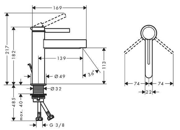 Смеситель для раковины Hansgrohe Finoris 76020670 Черный матовый Смеситель для раковины Hansgrohe Finoris 76020670 Черный матовый