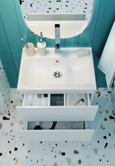 Тумба с раковиной Marka One Elena 60П У96879 подвесная Белый глянец