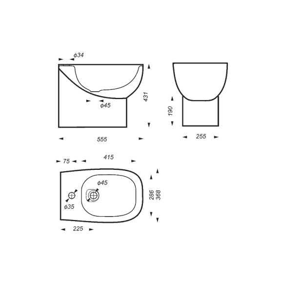 Биде Sanita Luxe Infinity BD.FS/Infinity/C/WHT.G/S1 Белое