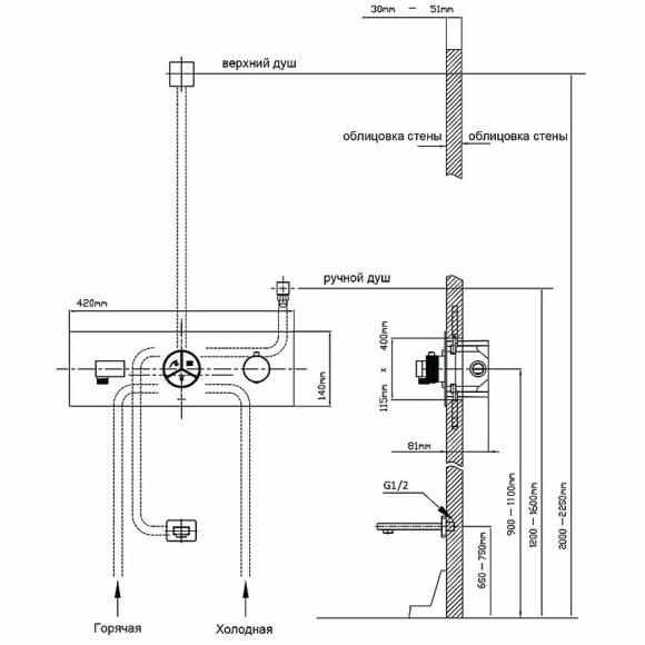Смеситель для душа Vincea VSCV-432TMB с термостатом Черный матовый Смеситель для душа Vincea VSCV-432TMB с термостатом Черный матовый