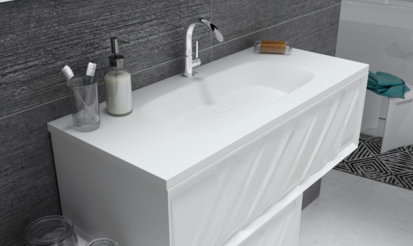 Тумба под раковину Marka One Glace 100П У73575 подвесная Белая глянцевая