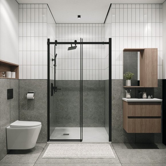 Душевая дверь Grossman Classic 130 100.K33.04.130.21.00 профиль Черный матовый стекло прозрачное