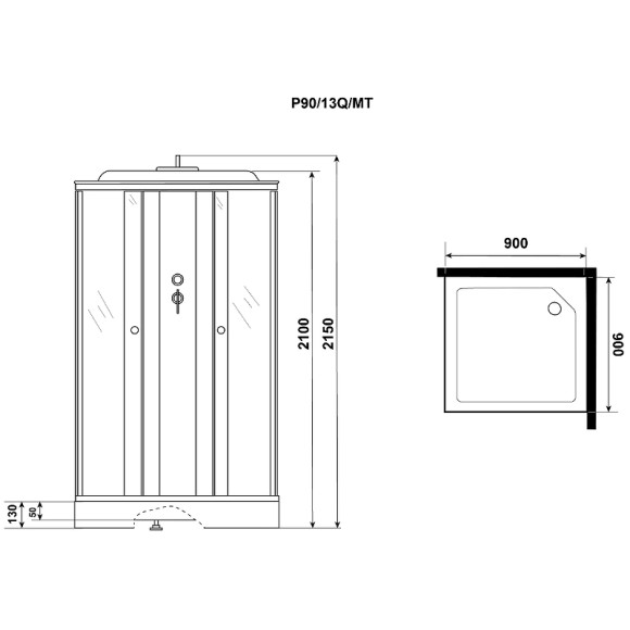 Душевая кабина Niagara Promo 90x90 P90/13Q/MT без гидромассажа Душевая кабина Niagara Promo 90x90 P90/13Q/MT без гидромассажа