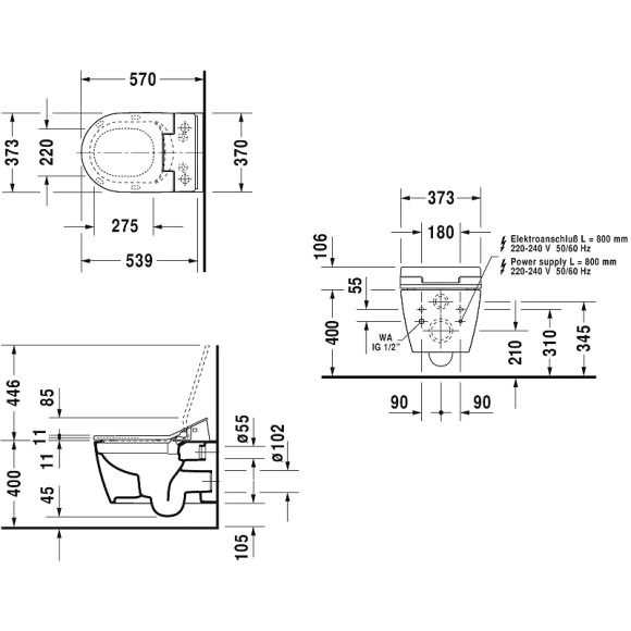 Унитаз Duravit ME by Starck 2529590000 подвесной без сиденья Унитаз Duravit ME by Starck 2529590000 подвесной без сиденья