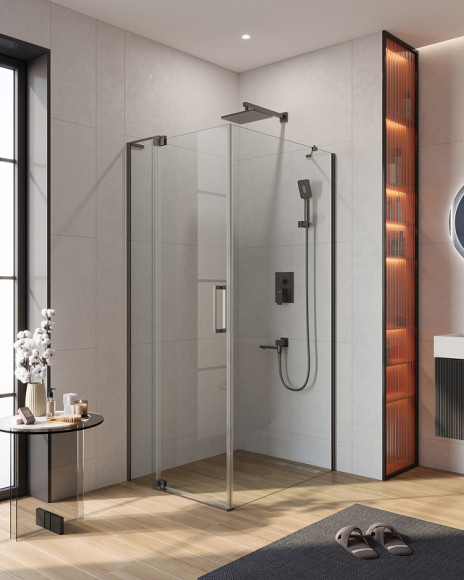 Душевой уголок Cezares Slider 90x90 SLIDER-AH-1-90-80/90-C-GM профиль Оружейная сталь стекло прозрачное Душевой уголок Cezares Slider 90x90 SLIDER-AH-1-90-80/90-C-GM профиль Оружейная сталь стекло прозрачное