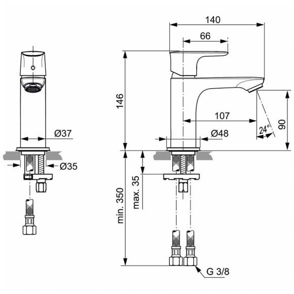 Смеситель для раковины Ideal Standard Connect Air A7010AA Хром Смеситель для раковины Ideal Standard Connect Air A7010AA Хром