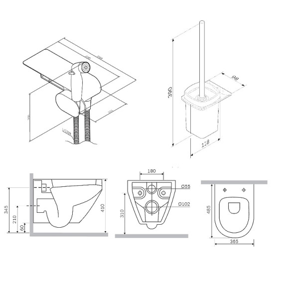 Унитаз AM.PM Spirit V2.0 FlashClean CK70H1103B подвесной с гигиеническим душем и ершиком с сиденьем Микролифт Унитаз AM.PM Spirit V2.0 FlashClean CK70H1103B подвесной с гигиеническим душем и ершиком с сиденьем Микролифт