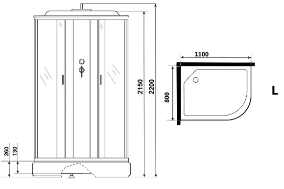 Душевая кабина Niagara Classic 110х80 L NG-33184-14LG с гидромассажем
