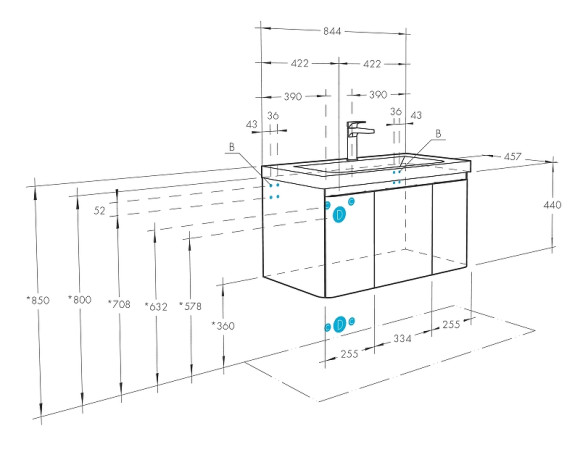 Тумба под раковину Aquaton Шерилл 85 1A208801SH010 подвесная Белая