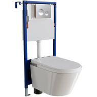 Комплект унитаза биде с инсталляцией RGW SW-70 63420270-01 с сиденьем Микролифт и клавишей смыва Хром