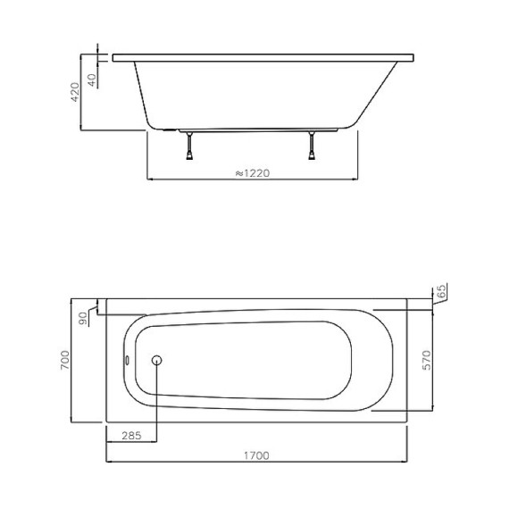 Акриловая ванна Ravak Septima 170x70 C632S00000 без гидромассажа Акриловая ванна Ravak Septima 170x70 C632S00000 без гидромассажа