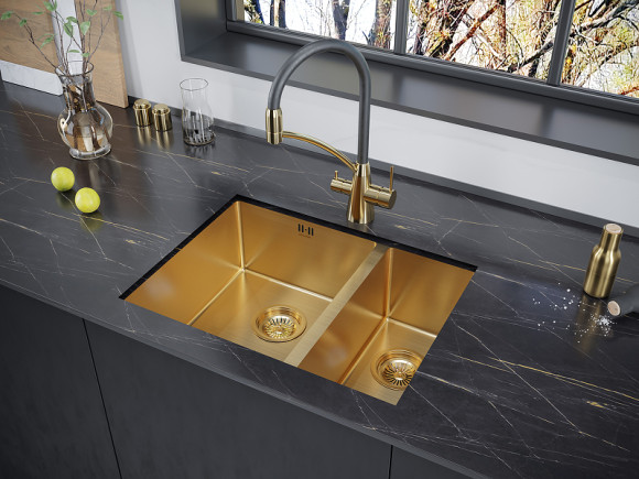 Кухонная мойка Paulmark Gerberg 59/2S Uni PM225944-BGL Брашированное золото Кухонная мойка Paulmark Gerberg 59/2S Uni PM225944-BGL Брашированное золото