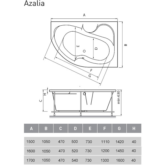 Акриловая ванна Vayer Azalia 170x105 R Гл000006729 без гидромассажа Акриловая ванна Vayer Azalia 170x105 R Гл000006729 без гидромассажа