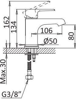 Смеситель для раковины Cezares Nautic NAUTIC-LS1-NOP Черный матовый