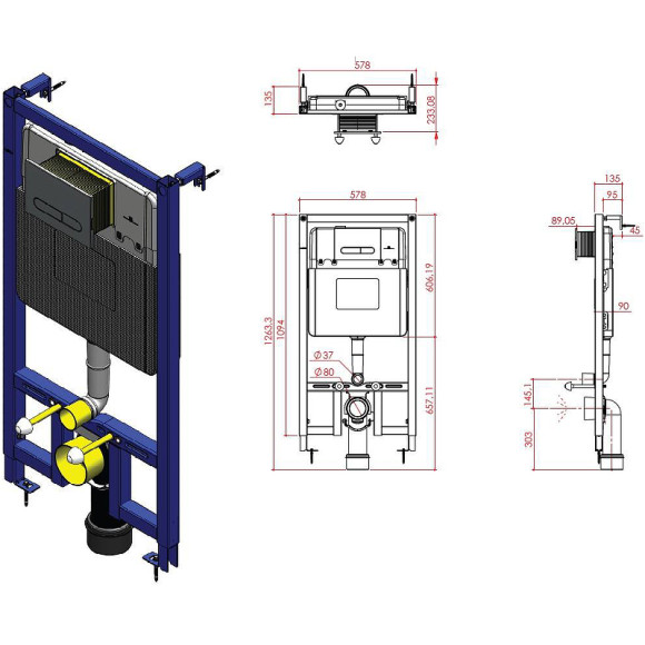 Инсталляция Allen Brau Project Color 9.1PR10.20 для унитаза без клавиши смыва Инсталляция Allen Brau Project Color 9.1PR10.20 для унитаза без клавиши смыва