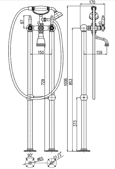 Смеситель для ванны Rav Slezak Morava retro MK550.5/2 Хром