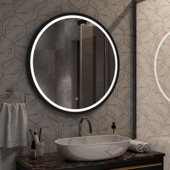 Зеркало Континент Style D 800 ЗЛП2254 с подсветкой Черное с сенсорным выключателем Зеркало Континент Style D 800 ЗЛП2254 с подсветкой Черное с сенсорным выключателем