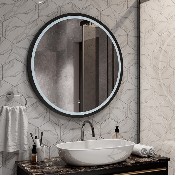 Зеркало Континент Style D 800 ЗЛП2254 с подсветкой Черное с сенсорным выключателем Зеркало Континент Style D 800 ЗЛП2254 с подсветкой Черное с сенсорным выключателем