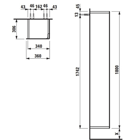 Шкаф пенал Laufen Ino 36 R 4.2545.2.030.171.1 подвесной Темный орех Шкаф пенал Laufen Ino 36 R 4.2545.2.030.171.1 подвесной Темный орех