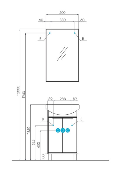 Зеркало Aquaton Рико 50 1A216302RI010 Белое