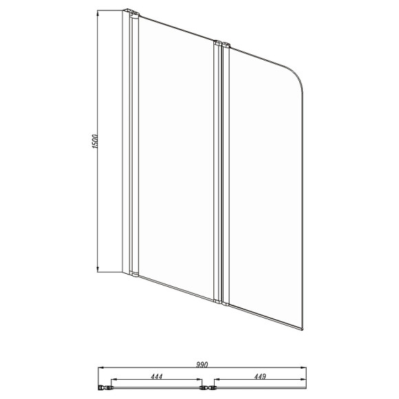 Шторка на ванну Aquatek 100х150 AQ DEL SBA 10015CH профиль Хром стекло прозрачное