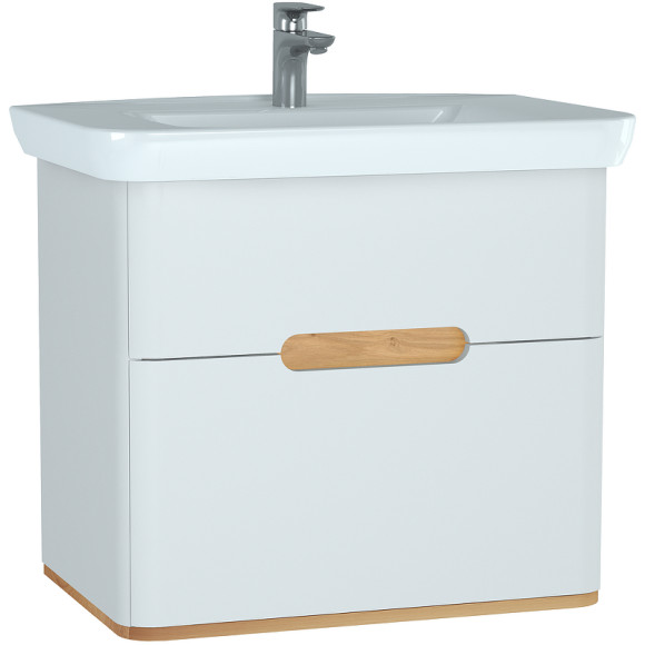 Тумба с раковиной Vitra Sento 80 60824 подвесная Белая матовая