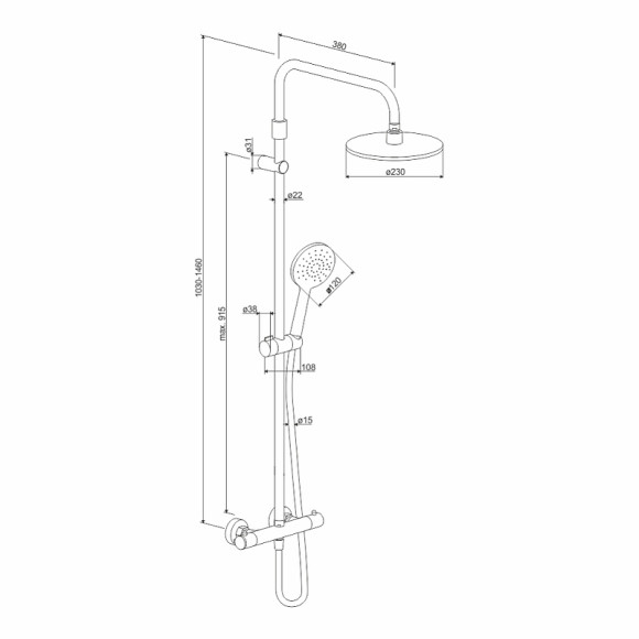 Душевая система Damixa Option DX218091300 с термостатом Черная матовая