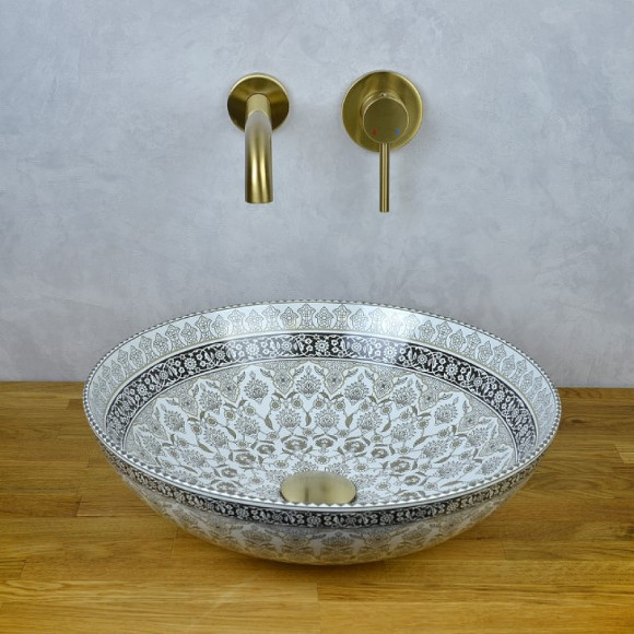 Раковина-чаша Bronze de Luxe Марракеш 40 1008G Белый глянец с декором Раковина-чаша Bronze de Luxe Марракеш 40 1008G Белый глянец с декором