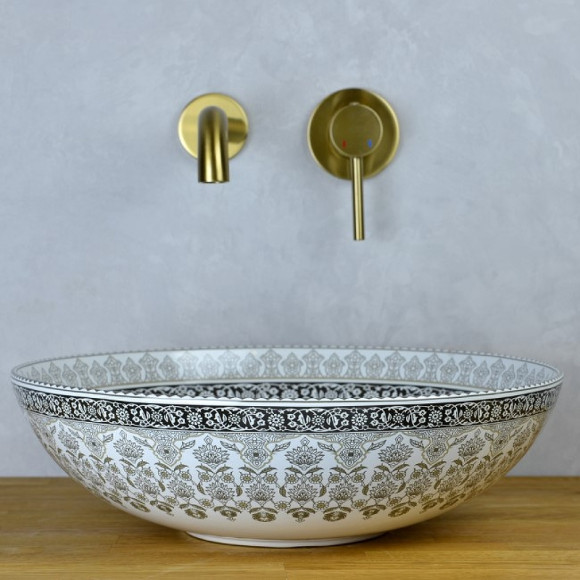 Раковина-чаша Bronze de Luxe Марракеш 40 1008G Белый глянец с декором Раковина-чаша Bronze de Luxe Марракеш 40 1008G Белый глянец с декором